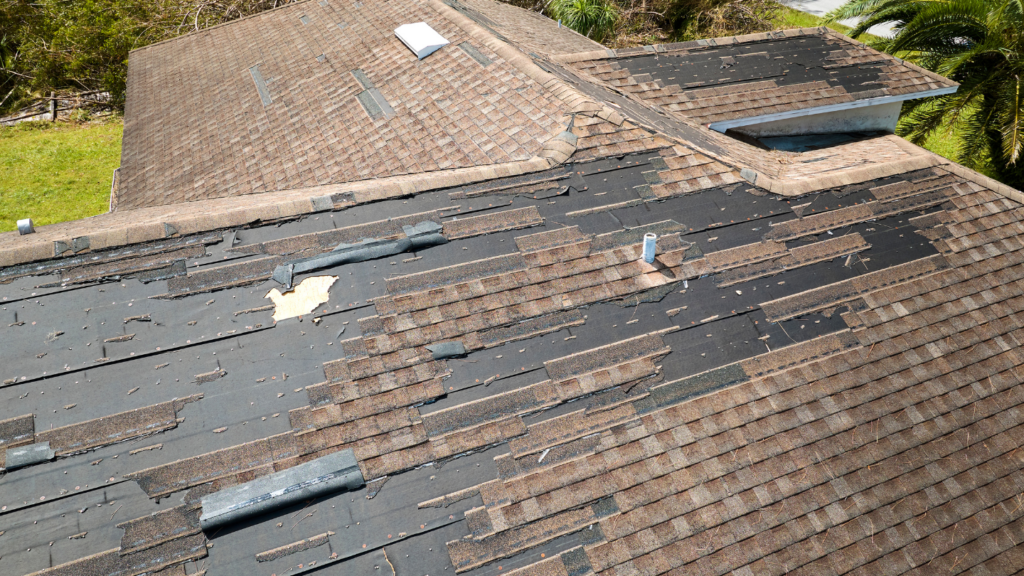 what does wind damage look like on a roof
